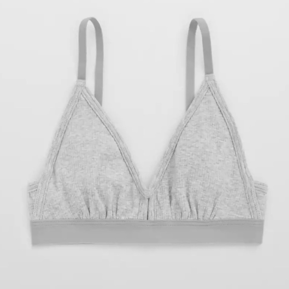 NEW Aerie Ribbed Keyhole Triangle Bralette in Grey